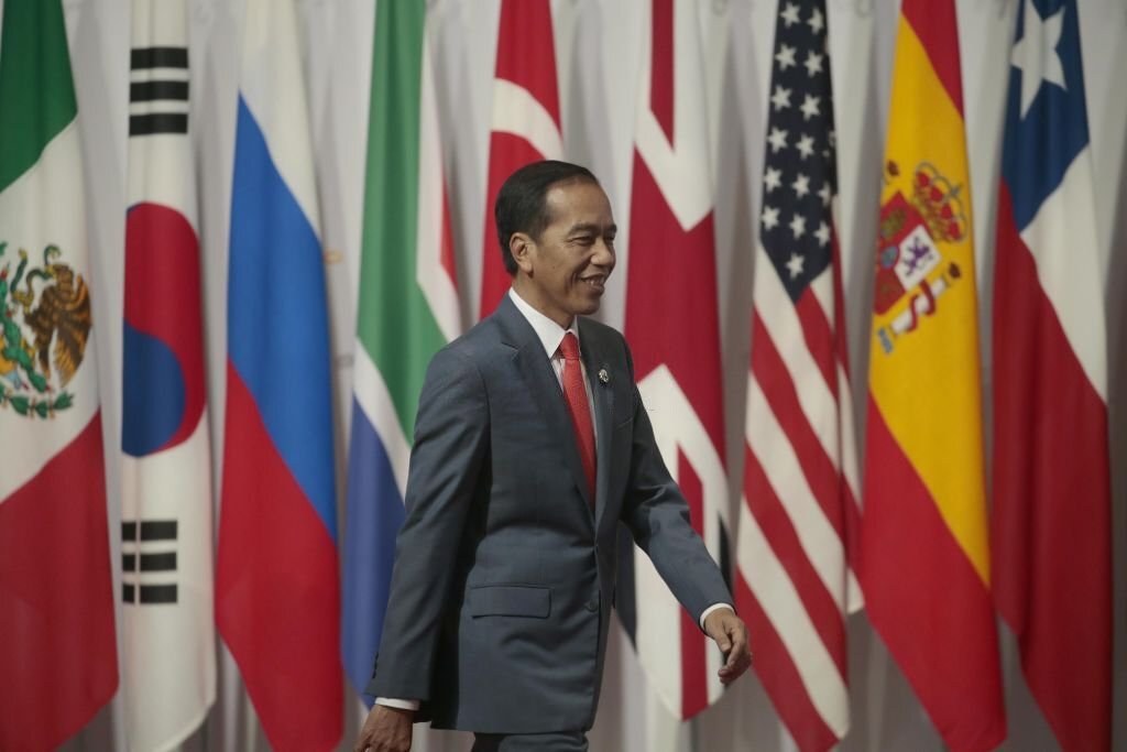 OSAKA, JAPAN - JUNE 28: President of Indonesia, Joko Widodo attends the first day of the G20 summit in Osaka, Japan on June 28, 2019. (Photo by Metin Aktas/Anadolu Agency/Getty Images)