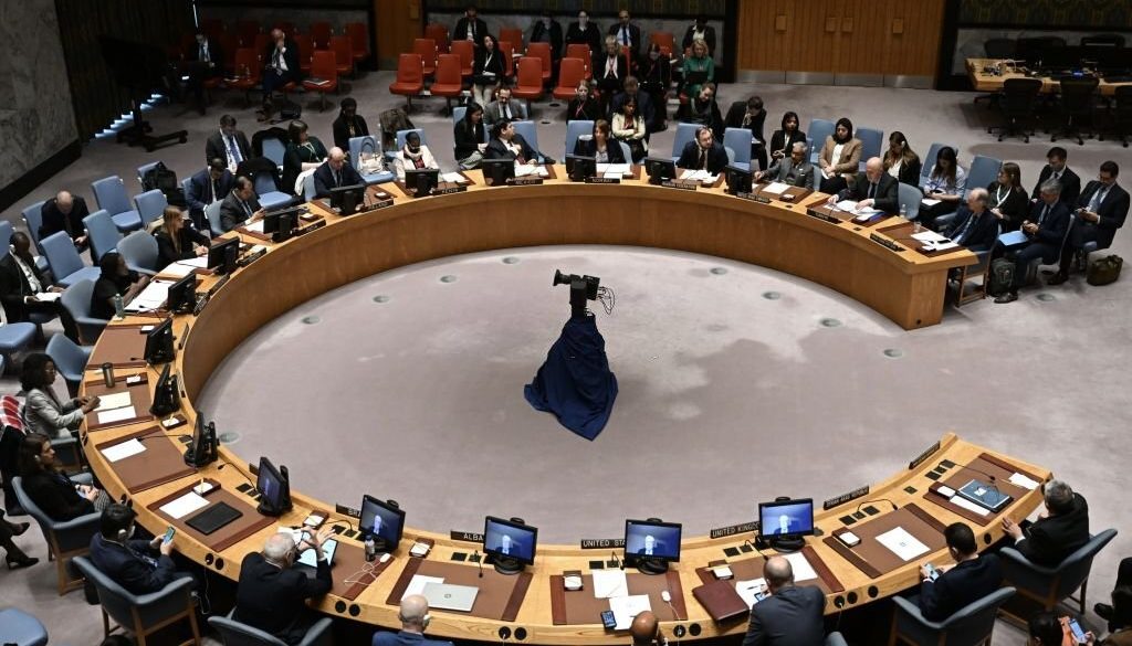 Pandangan umum dari pertemuan Dewan Keamanan PBB tentang Suriah di Markas Besar PBB di New York, Amerika Serikat pada 29 November 2022. (Foto oleh Fatih Aktas/Anadolu Agency via Getty Images)