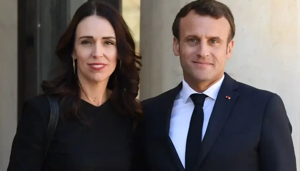 New Zealand prime minister Jacinda Ardern and French president Emmanuel Macron. The Aukus pact has highlighted the growing divide between New Zealand and its traditional allies. Photograph: Alain Jocard/AFP via Getty Images