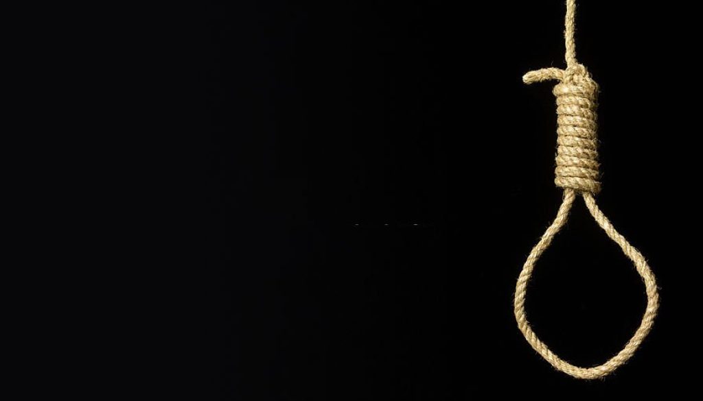 Hangman's noose on black background