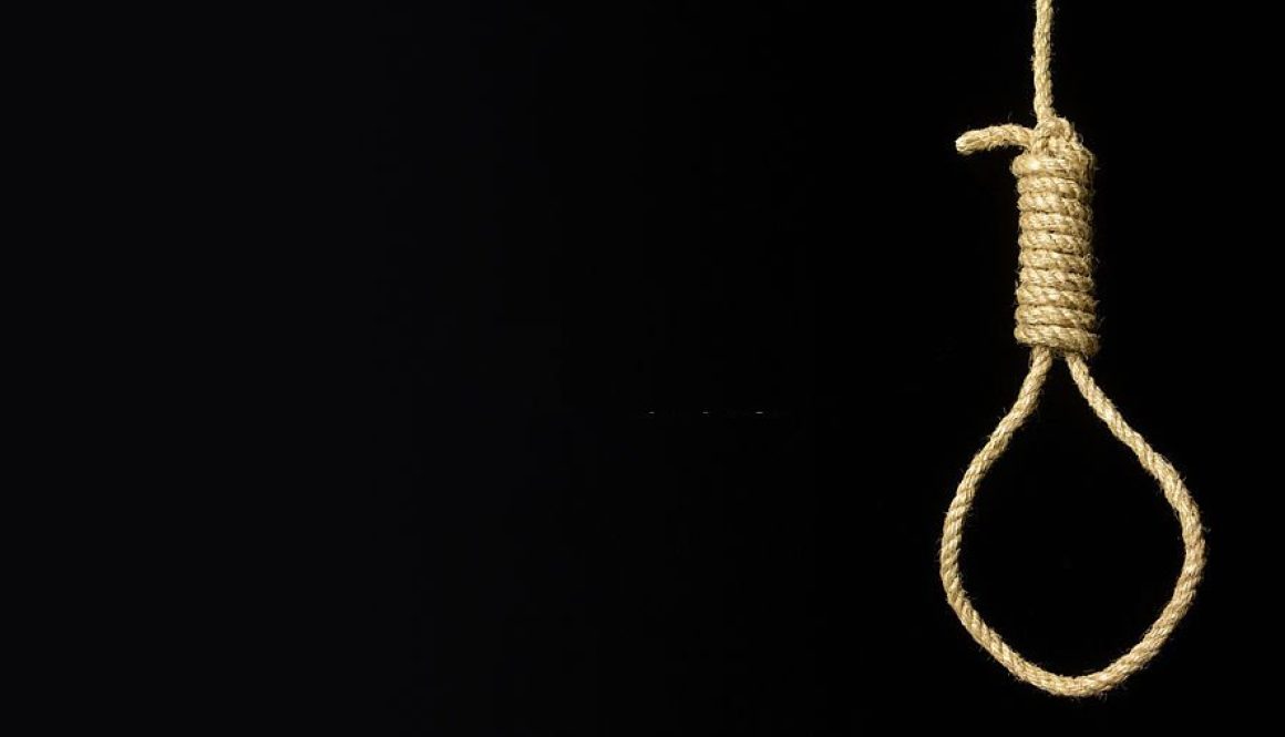 Hangman's noose on black background