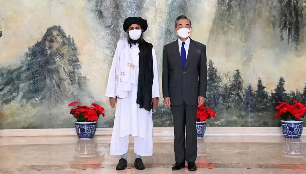 he Taliban’s political chief, Mullah Abdul Ghani Baradar, and Chinese Foreign Minister Wang Yi meet in Tianjin in July 2021. Li Ran/Xinhua/Reuters