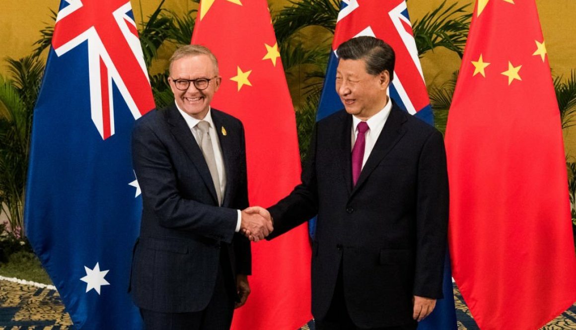 The 2022 G20 summit in Bali, Indonesia. Australian prime minister Anthony Albanese bilateral meeting with President of the People's Republic of China, Xi Jinping. November 15th, 2022. (Photo by James Brickwood/Sydney Morning Herald via Getty Images)