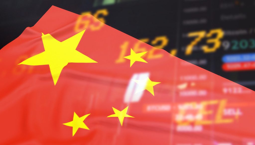 The Chinese flag and business background 3d rendering
