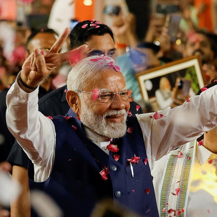 Narendra Modi telah menerima dukungan dari partai-partai kunci untuk kembali menjadi perdana menteri India. (Reuters: Adnan Abidi)