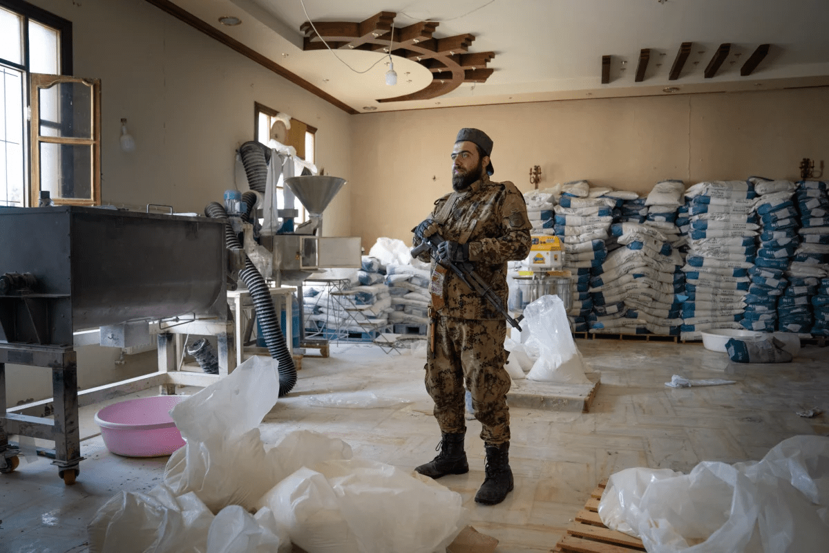 Abu Bakr al-Tartousi, part of the HTS military that now is guarding the building where Captagon was made.