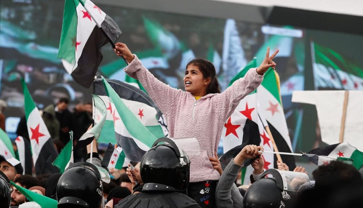 Syrian people celebrating the fall of Assad